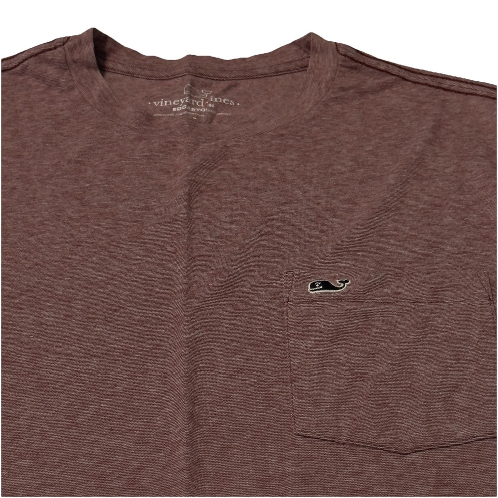 Vineyard Vines Long Sleeve T Shirt Mens Small Logo Pocket‎ Light Maroon